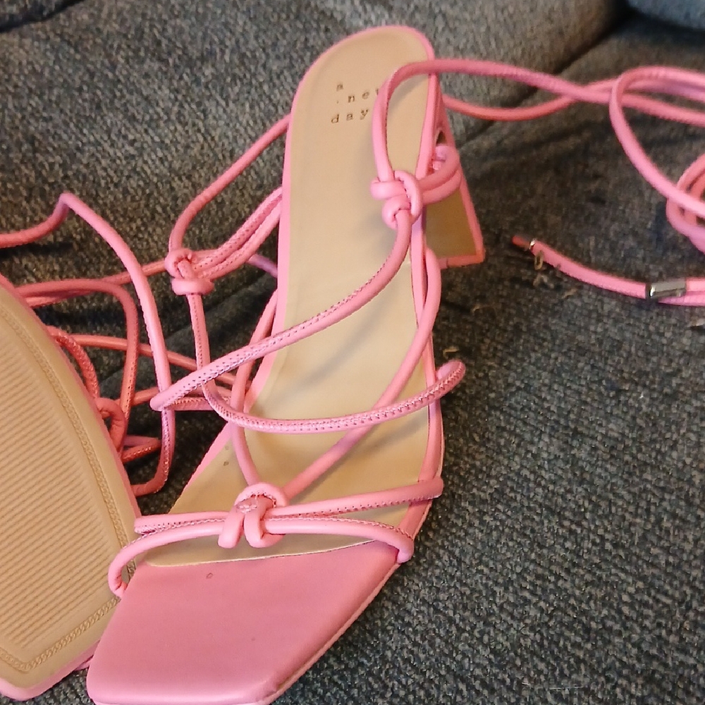 A New Day Pink Heeled Sandals with Strappy Design